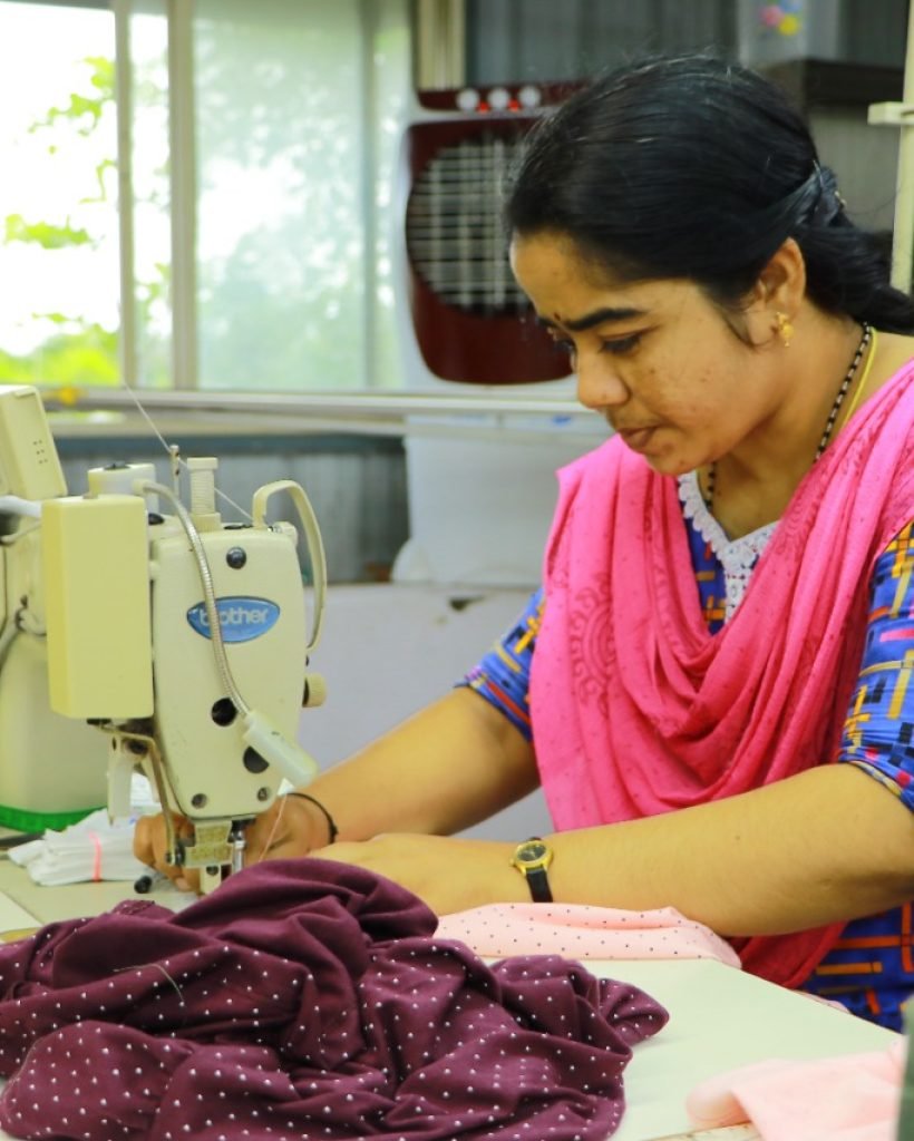 Worker Measuring Fabric